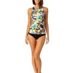 Anne Cole Front Wrap High Neck Tankini