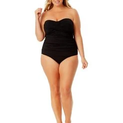 Anne Cole Plus Size Twist Front Shirred Tankini