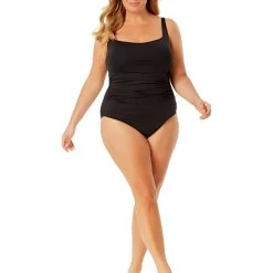 Anne Cole Plus Size Classic Square Neck One-Piece
