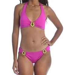 Trina Turk Women's Standard Triangle Halter Hipster Bikini Swimsuit Top