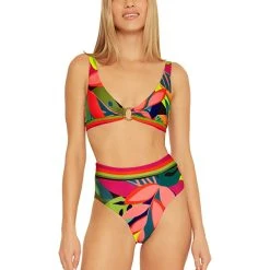 Trina Turk Rainforest Banded High-Waist Pant