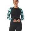 BEACH HOUSE Shoreline Stripe Long Sleeve Zip Front Rashguard