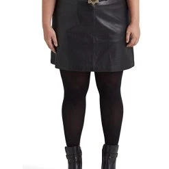 LAUREN Ralph Lauren Plus Size Leather Pencil Miniskirt