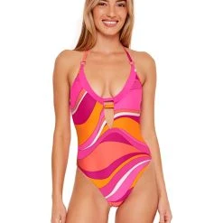 Trina Turk Vivid Vista Layered High Leg Maillot