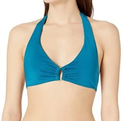 Trina Turk Women's Getaway Solids Ring-Front Halter Bikini Top
