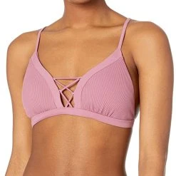 Body Glove Women's Phoebe Deep V Strappy Back Fixed Triangle Bikini Top Swimsuit