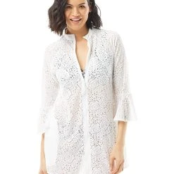 BEACH HOUSE Crochet Soleil Vanessa Zip Front Cover-Up Short Dress