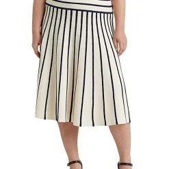 LAUREN Ralph Lauren Plus Size Striped Knit Midi Skirt