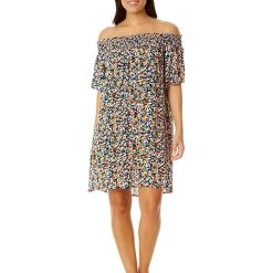 Anne Cole Smocked Off Shoulder Mini