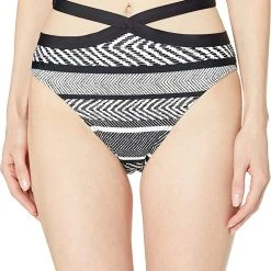 Kenneth Cole Women's Standard Banded Cross Front Mid Rise Hipster Bikini Swimsuit Bottom